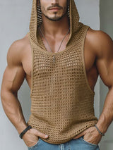 Men's Hollow Mesh Hooded Tank SKUL40274