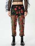 Mens Floral Embroidered Mesh See Through Pants SKUK51633