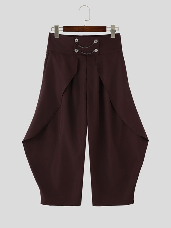 Men's Avant-Garde High-Waisted Double Chain Detail Deconstructed Balloon Pant SKUL63812