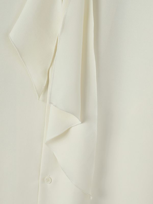Men's Retro Cocktail Party Cascading Tie Neck Silk-Like Fluid Drape Long Sleeve Bow Collar Shirt SKUL83230