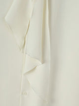 Men's Retro Cocktail Party Cascading Tie Neck Silk-Like Fluid Drape Long Sleeve Bow Collar Shirt SKUL83230