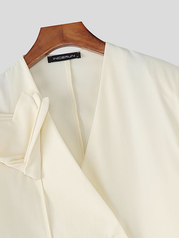 Men's Floral Embellished Shoulder Pad V Neck Long Sleeve Blazer SKUL43807