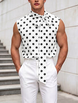 Men's Avant-Garde Polka Dot Print Halter Bow-Tie Neck Tank SKUL67069