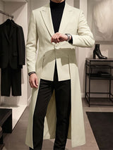 Men's Avant-Garde Runway Cocktail Party High-Low Swallowtail Hem Single Button Long Sleeve Peak Lapel Blazer SKUL79732