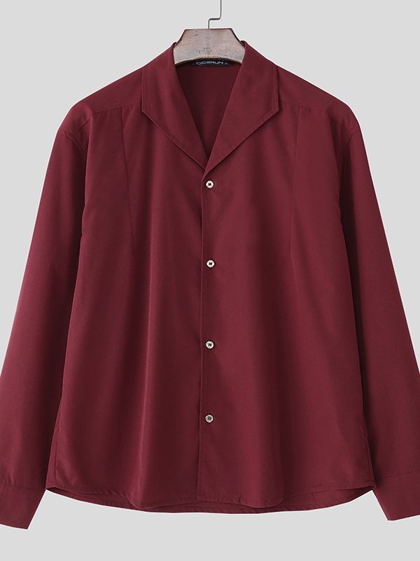 Men's Solid Casual Long Sleeve Shirt SKUL35298