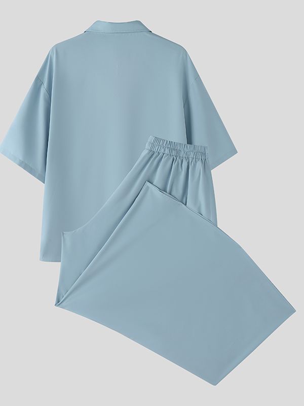 Men's Solid Color Loose Two Pieces Outfit SKUL40285