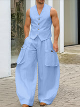 Men's Large Pocket Patchwork Two Pieces Outfit SKUL38993