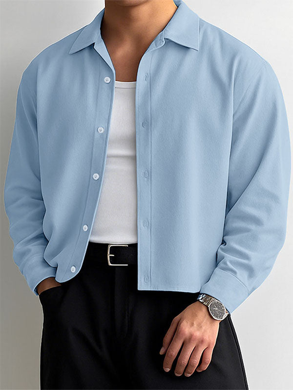 Men's Solid Color Casual Long Sleeve Shirt SKUL25952