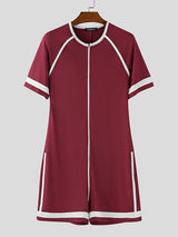 Men's Stripe Colorblock Short Sleeve Bodysuit SKUL21306