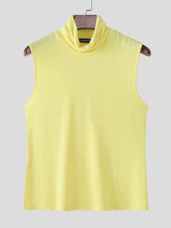 Men's Solid Color Casual Turtleneck Tank SKUL23615