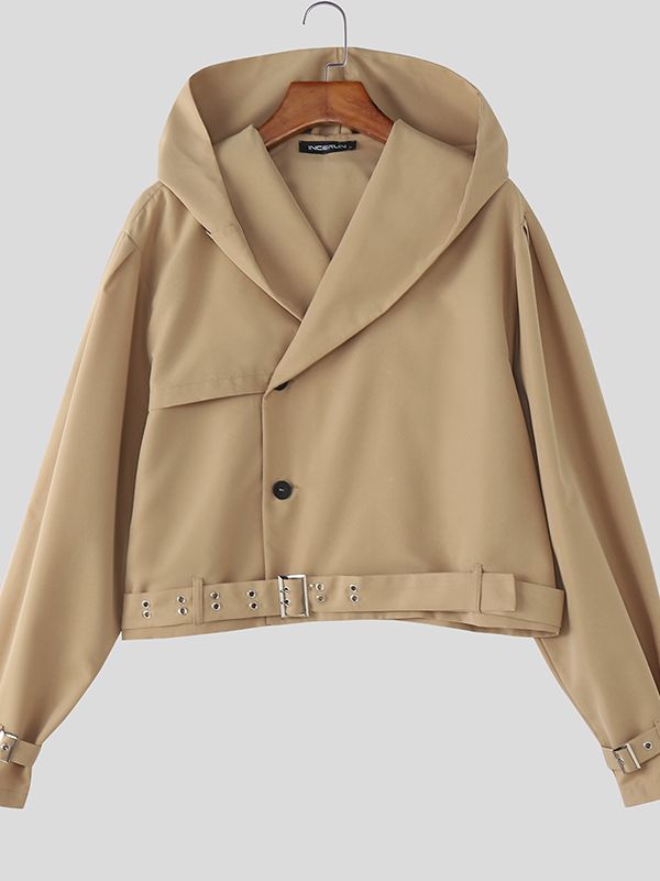 Men's Solid Color Hooded Long Sleeve Jacket SKUL45314