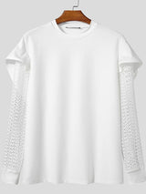 Men's Deconstructed Sheer Mesh Long Sleeve Sweatshirt SKUL46202