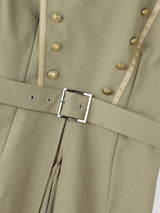 Men's Avant-Garde Retro Military Epaulet Double Breasted Knee Length Sleeveless Mandarin Collar Waistcoat SKUL81731