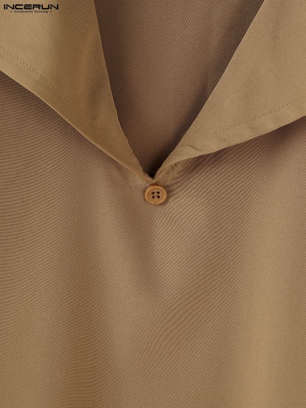 Men's Solid Color Long Hem Sailor Collar Two Pieces Outfit SKUL32756