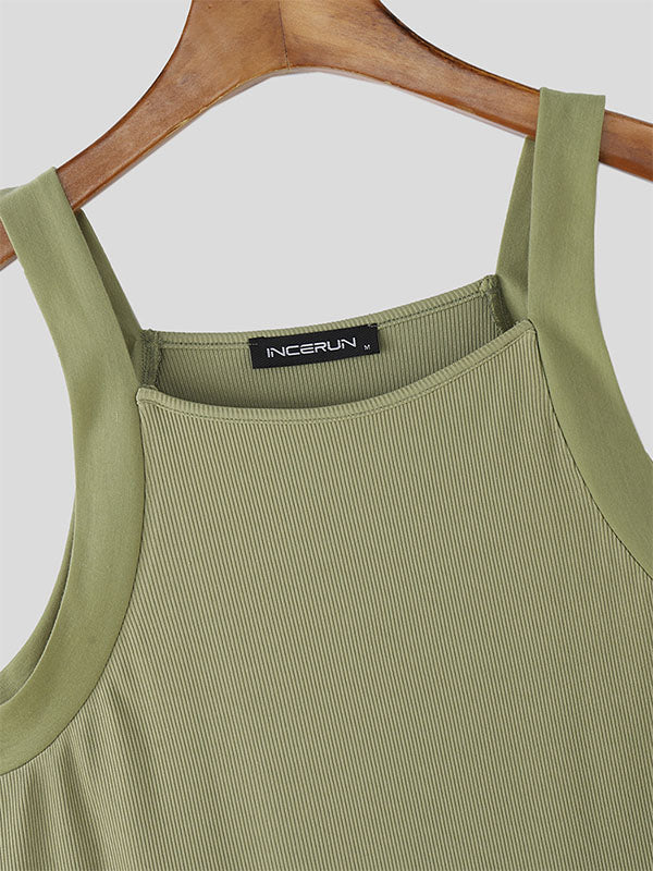 Mens Solid Color Knit Casual Tank SKUL18724