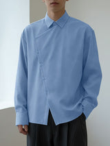 Men's Minimalist Asymmetrical Placket Long Sleeve Shirt SKUL45277