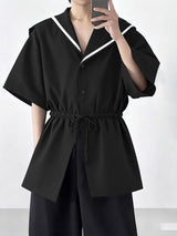 Men's Casual Sailor Collar Short Sleeve Shirt SKUL41524