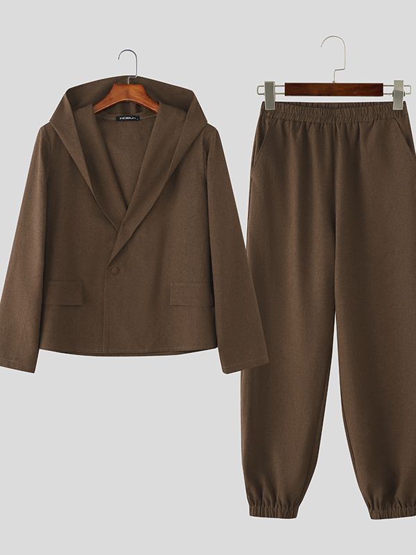 Men's Deconstructed Hooded Two Pieces Outfit SKUL42559