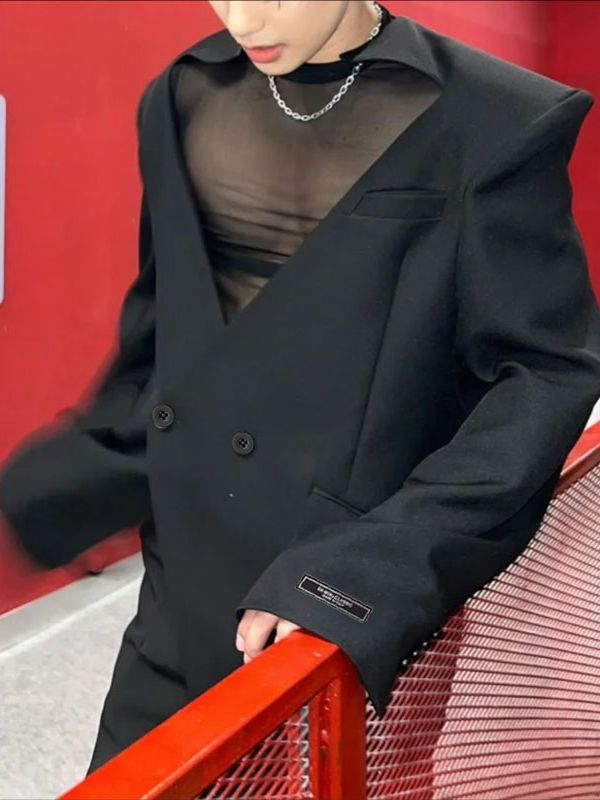 Men's Deconstructed Hollow Neck Casual Blazer SKUL41342