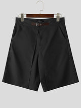 Mens Solid Color Layered Casual Short SKUL08487