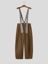 Men's Vintage Dandy Daily Casual High-Waist Striped Strap Jumpsuit SKUL83473