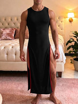 Men's Avant-garde Nightclub High Side Slits Trim Tank SKUL70303