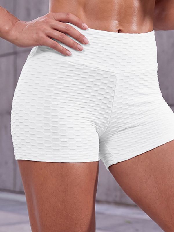 Men's Sexy Gym Textured Honeycomb Bubble Butt Lifting High Waist Back Pocket Short SKUL82417