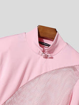 Men's Sheer Mesh Zipper Flared Sleeve T-shirt SKUL50073