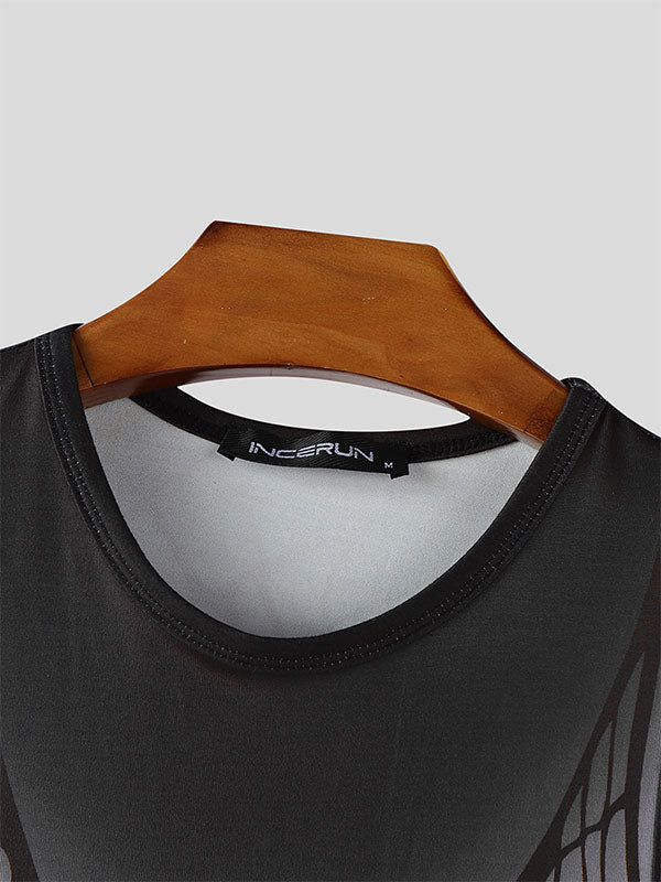 Men's Abstract Print Sleeveless Bodysuit SKUL21098