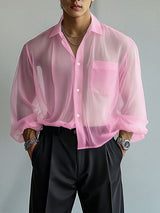 Men's Sheer Mesh Long Sleeve Shirt SKUL34055