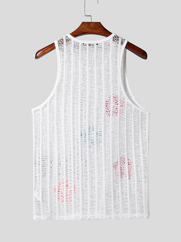 Mens 3D Floral Sheer Mesh Tank SKUL15615