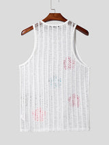 Mens 3D Floral Sheer Mesh Tank SKUL15615