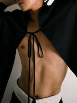 Men's Back Hollow Tie Long Sleeve Shirt SKUL51932