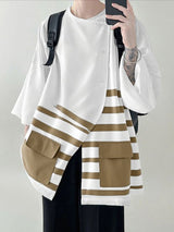 Men's Striped Pocket Loose Long Sleeve Shirt SKUL27175