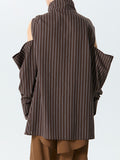 Mens Striped Irregular Design High Neck Shirt SKUK41879