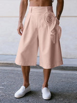 Men's Solid Color 3D Floral Patchwork Casual Short SKUL50068