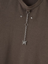 Men's Metal Pendant Patchwork Casual T-shirt SKUL42292
