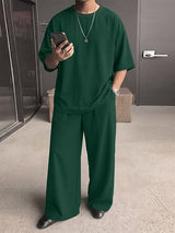 Men's Solid Color Semi Sheer Casual Two Pieces Outfit SKUL53020