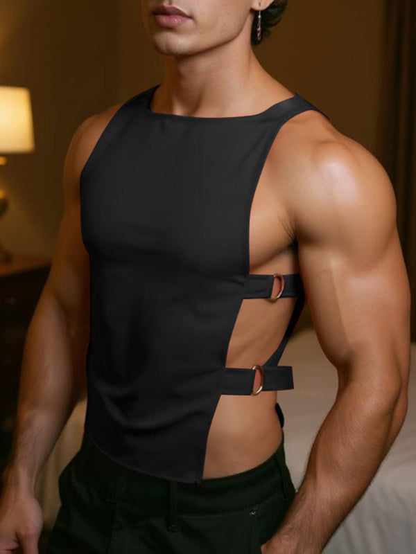 Men's Solid Color Side Hollow Casual Tank SKUL21020