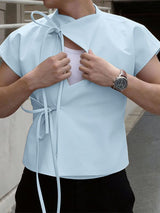 Men's Tie Hollow Short Sleeve T-shirt SKUL58915