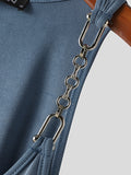 Mens Solid Metal Chain U-Neck Sleeveless Vest SKUK54949