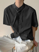 Mens Solid Color Textured Short Sleeve Shirt SKUL17922