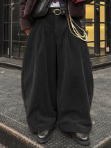 Men's Avant-Garde Ultra-Baggy Wide-Wale Corduroy Pleated Balloon Pant SKUL66590