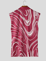 Men's Neo-Chinese Streetwear Ukiyo-e Wave Chrysanthemum Print Fitted Tank SKUL66062