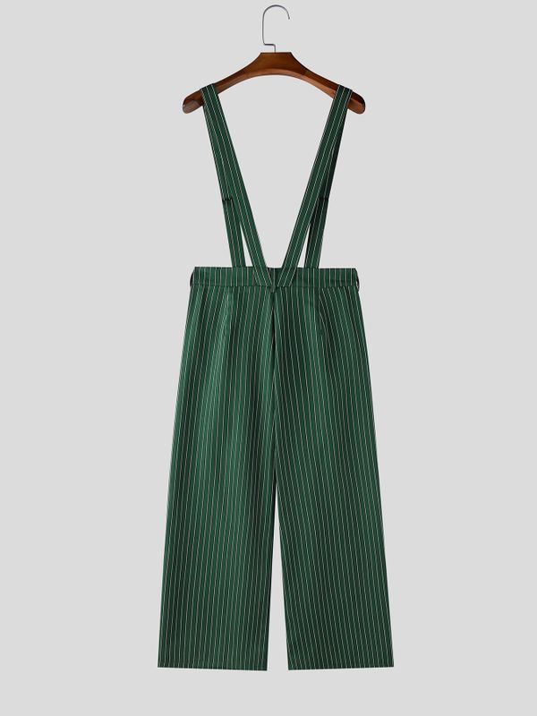 Men's Avant-Garde Victorian Pinstripe Wide-Leg Jumpsuit SKUL75693