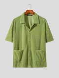 Mens Solid Fleece Double Pocket Casual Shirt SKUK12377