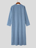 Mens Striped Half Button Split Muslim Robe SKUK28986