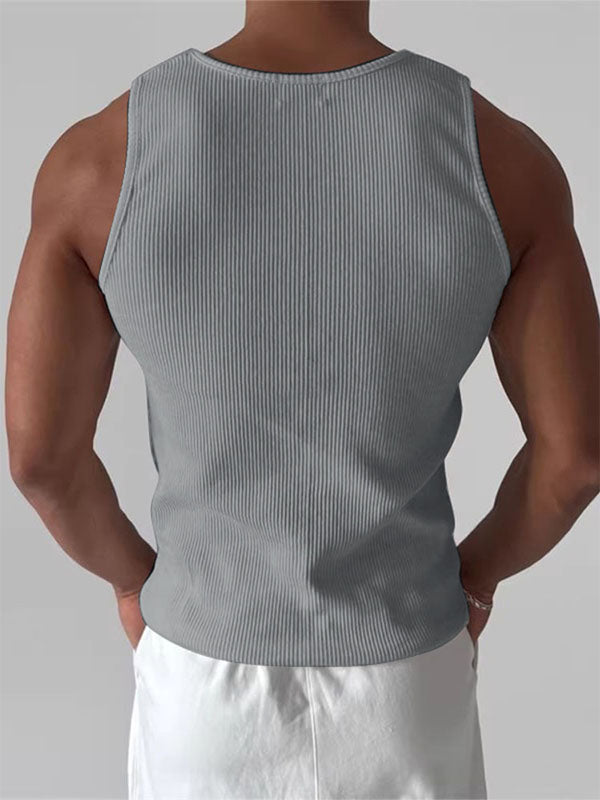 Men's Stud Patchwork Knit Texture Casual Tank SKUL24563