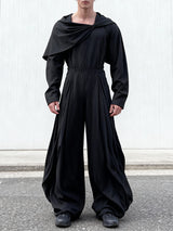 Men's Solid Color Loose Fit Long Sleeve Jumpsuit SKUL50584