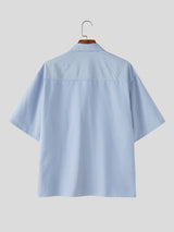 Men's Striped Utility Short Sleeve Shirt SKUL58657